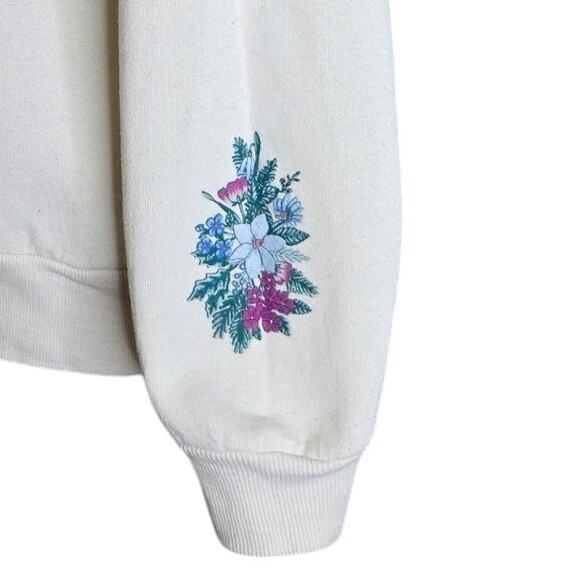 Jerzees Womens Floral Sweatshirt Size Small Retro Sleeve Accent Grandmacore - Picture 4 of 6